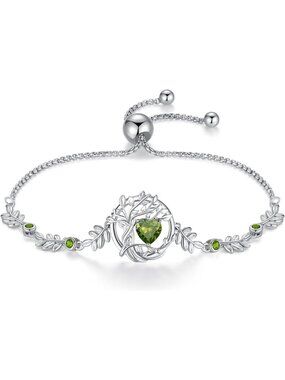 Tree of Life Birthstone Bracelet in Sterling Silver - Elegant Jewelry for Women